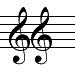 octave down double treble clef