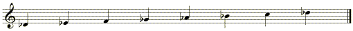 the scale of D flat major